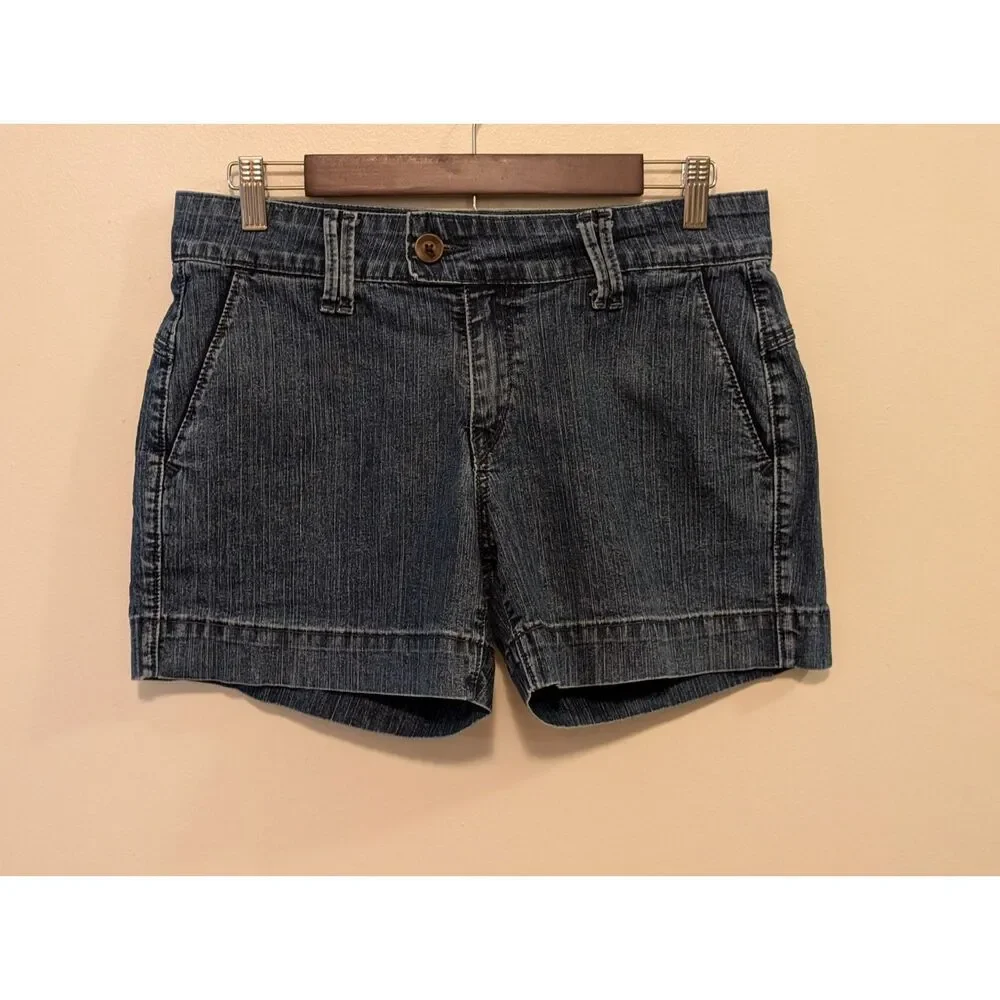 Signature Levi Strauss Wide Hem Denim Trouser Shorts Flap Pockets - Size 8